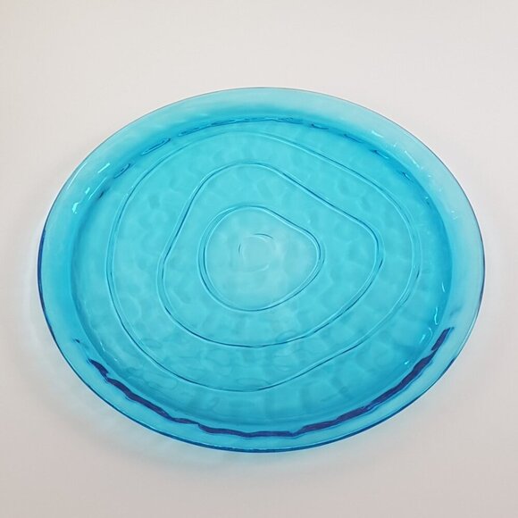 Turquoise Glass Tray 13 Inch Decorative Serving Plate for Cheese Charcuterie - Picture 2 of 9